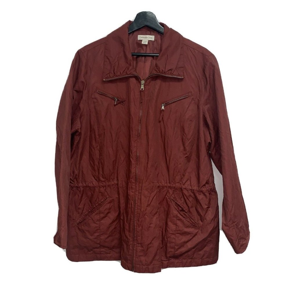 Coldwater Creek Womens Jacket Coat Plus Size 20 22 Burgundy Cotton Nylon Zipper